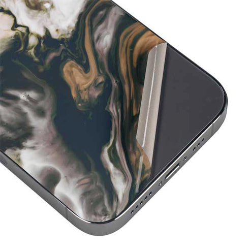 Copper and Black Marble Ink iPhone 14 Pro Skin
